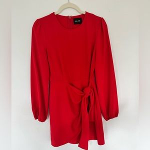 Longsleeve Red Dress with Tie